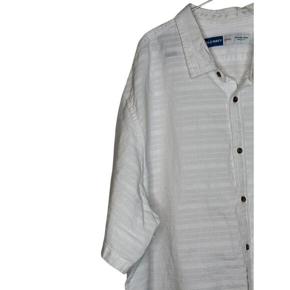 Old Navy Men Top Button-Up Regular Fit Casual Striped Collared Short Sleeve 4XL - Picture 3 of 10
